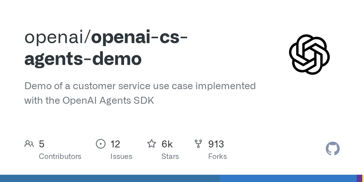 GitHub - openai/openai-cs-agents-demo: Demo of a customer service use case implemented with the OpenAI Agents SDK