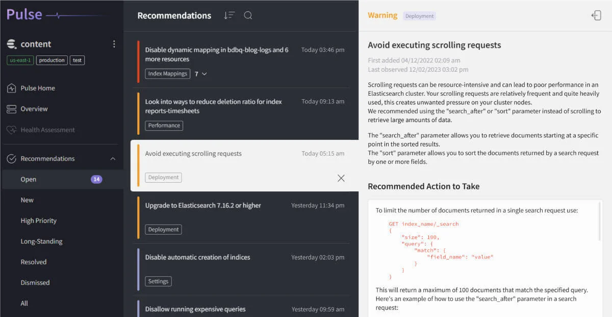 Pulse performance recommendations